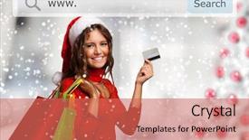  Presentation with christmas card - Theme with e commerce customers happy - christmas dressed woman showing her background and a  colored foreground
