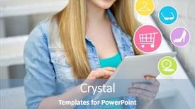  Presentation with online shopping and delivery - Presentation consisting of e commerce customers happy - people technology and online shopping background and a  colored foreground