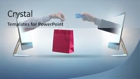  Presentation with online marketing - Presentation design consisting of e commerce marketing - online shopping through buying background and a light blue colored foreground