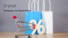  Presentation with shopping trolley - Cool new PPT layouts with e-commerce-online-shopping-idea backdrop and a light gray colored foreground