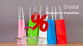  Presentation with shopping trolley - PPT theme consisting of e-commerce-online-shopping-idea background and a gray colored foreground