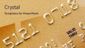  Presentation with cyber credit card crime - Presentation theme consisting of e commerce security - gold credit card close up background and a yellow colored foreground