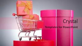  Presentation with christmas cars - Theme consisting of e commerce trolley - christmas shopping concept with shopping background and a  colored foreground