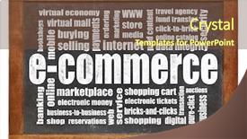  Presentation with cloud security - Slide deck consisting of e-commerce word cloud background and a tawny brown colored foreground