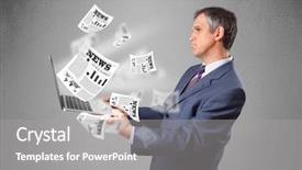  Presentation with notebook paper pieces of ready - Presentation theme consisting of e discovery - handsome middle aged businessman holding background and a gray colored foreground