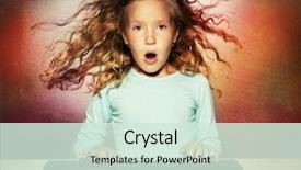  Presentation with keyboard - Beautiful theme featuring e discovery - surprised little girl with computer backdrop and a  colored foreground