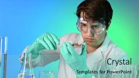  Presentation with petri dish - Audience pleasing PPT layouts consisting of e discovery - young scientist testing meat backdrop and a light blue colored foreground