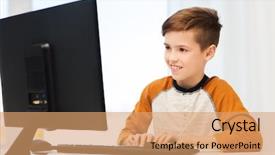  Presentation with technology education - Audience pleasing slides consisting of e entertainment - leisure children education technology backdrop and a coral colored foreground