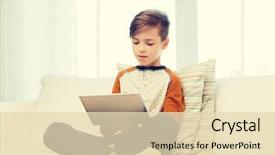  Presentation with technology - Colorful presentation enhanced with e entertainment - leisure children technology and people backdrop and a lemonade colored foreground