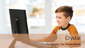  Presentation with technology and education - Slide deck featuring e entertainment - leisure education children technology background and a coral colored foreground