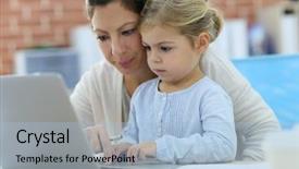  Presentation with entertainment - Presentation having e entertainment - mother and little girl using background and a light blue colored foreground