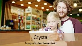  Presentation with entertainment - Amazing theme having e entertainment - young man and his daughter backdrop and a yellow colored foreground