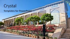  Presentation with iran history - Colorful presentation theme enhanced with e hafez in shiraz iran backdrop and a teal colored foreground