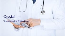  Presentation with tablet - Cool new presentation with e health - close up of male doctor backdrop and a sky blue colored foreground