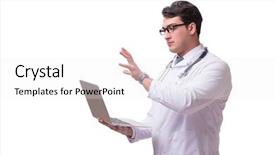  Presentation with mhealth - Theme with e health - doctor in telemediine mhealth concept background and a white colored foreground