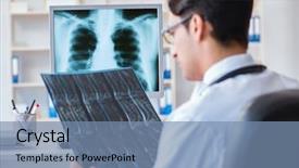  Presentation with radiologist - Slides featuring e health - doctor radiologist looking at x-ray background and a seafoam green colored foreground