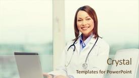  Presentation with busy doctor - PPT layouts with e health - medicine and healthcare concept background and a sky blue colored foreground