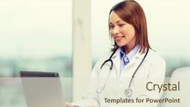  Presentation with busy doctor - Amazing slide set having e health - medicine and healthcare concept backdrop and a sky blue colored foreground