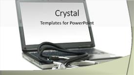  Presentation with health security - Amazing slides having e health - stethoscope and laptop illustrating concept backdrop and a white colored foreground