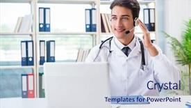  Presentation with telehealth - Cool new PPT theme with e health - young male doctor in telehealth backdrop and a lemonade colored foreground