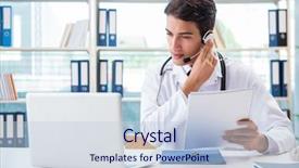  Presentation with telehealth - Slide set enhanced with e health - young male doctor in telehealth background and a lemonade colored foreground