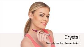  Presentation with pink and blue acrylic smoke white - Slide deck with e health - young woman smoking e-cigarette background and a lemonade colored foreground