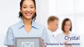  Presentation with technology health - Colorful theme enhanced with e health app - healthcare connection medicine and technology backdrop and a sky blue colored foreground