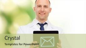  Presentation with healthcare - PPT theme with e health app - medicine profession and healthcare concept background and a mint green colored foreground