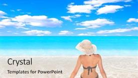  Presentation with beautiful skin and beach - PPT layouts with e invited - beautiful young woman relaxing background and a  colored foreground