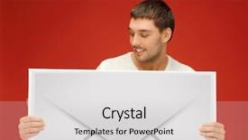  Presentation with envelope - Beautiful theme featuring e invited - picture of handsome man showing backdrop and a light gray colored foreground