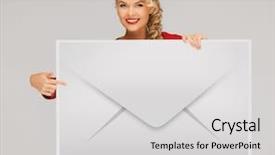  Presentation with virtual talk shows - Colorful PPT layouts enhanced with e invited - picture of smiling woman showing backdrop and a  colored foreground