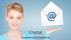  Presentation with virtual - Beautiful slides featuring e invited - picture of smiling woman showing backdrop and a  colored foreground