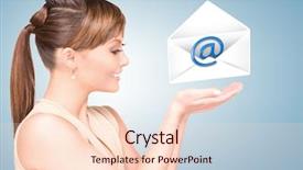  Presentation with virtual talk shows - PPT theme featuring e invited - picture of smiling woman showing background and a lemonade colored foreground