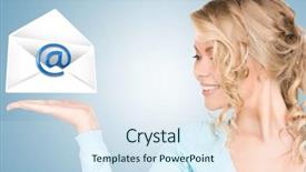  Presentation with virtual talk shows - Audience pleasing slide set consisting of e invited - picture of smiling woman showing backdrop and a sky blue colored foreground