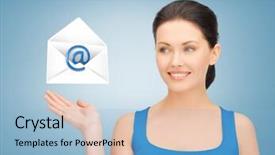  Presentation with virtual talk shows - Presentation consisting of e invited - picture of smiling woman showing background and a  colored foreground