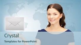  Presentation with woman world - Theme featuring e invited - woman with world map showing background and a sky blue colored foreground