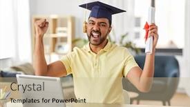  Presentation with learning - Slide deck featuring e-learning-education-and-people background and a soft green colored foreground