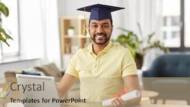  Presentation with learning - Amazing presentation theme having e-learning-education-and-people backdrop and a coral colored foreground