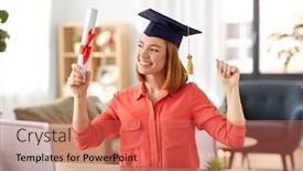  Presentation with diploma - Slide set consisting of e-learning-education-and-people background and a coral colored foreground