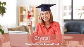  Presentation with learning - Audience pleasing presentation theme consisting of e-learning-education-and-people backdrop and a coral colored foreground