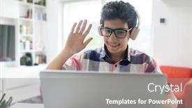  Presentation with learning - PPT theme featuring e-learning-online-education background and a gray colored foreground