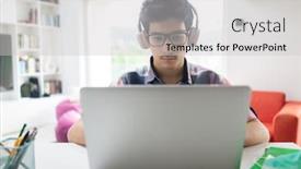  Presentation with learning - Presentation theme enhanced with e-learning-online-education background and a light gray colored foreground