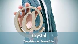  Presentation with deaf dumb sign language used - Theme featuring e mail address - young businessman showing background and a teal colored foreground