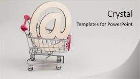  Presentation with shopping trolley - PPT theme having e mail sign in trolley background and a light gray colored foreground