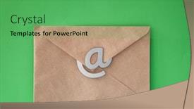  Presentation with mail - Slides having e-mail-symbol-on-brown background and a seafoam green colored foreground