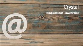  Presentation with mail - Slides with e-mail symbol on wooden background and a  colored foreground