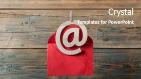  Presentation with mail - Audience pleasing slides consisting of e-mail symbol on wooden backdrop and a  colored foreground