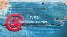  Presentation with ancient symbol writings - PPT theme enhanced with e-mail symbol on wooden background and a ocean colored foreground