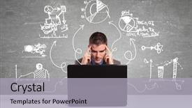  Presentation with business laptop globe satellite - Amazing PPT layouts having e marketing - business man working with laptop backdrop and a light gray colored foreground