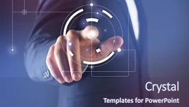  Presentation with virtual hand - Slide set consisting of e service - businessman hand working with virtual background and a ocean colored foreground